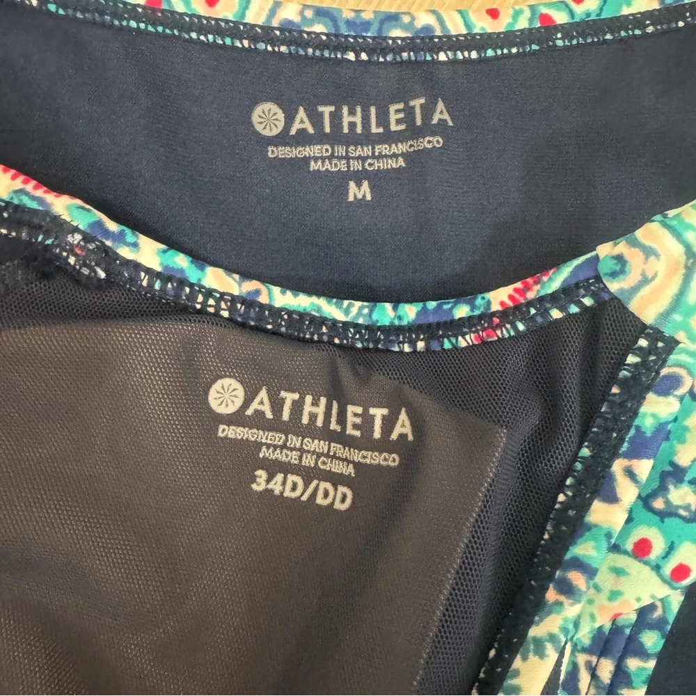 3 Piece Athleta Monaco Bra Cup Wrap Bikini, Bottoms, and Short Sleeve Rash Guard
